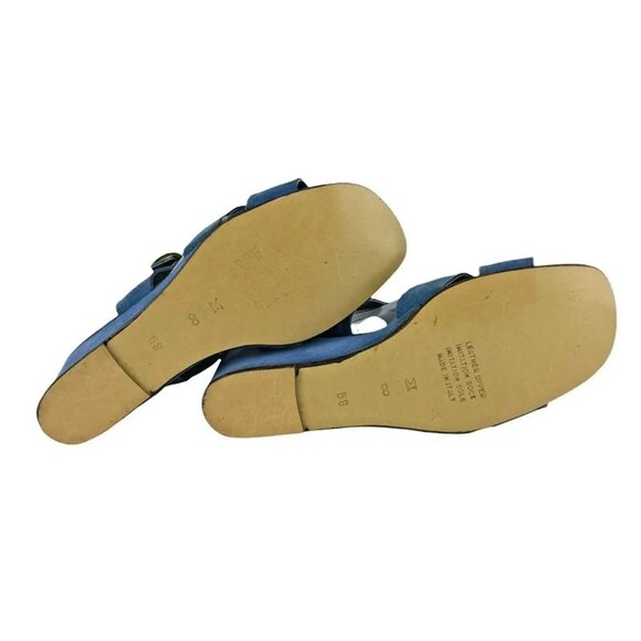 Sorenara Womens Dunhams Blue Suede Open Toe Wedge Heel Strappy Sandals 8.5 M - Picture 7 of 9